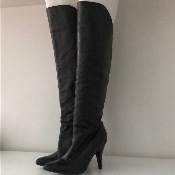 Guess Shoes - GUESS GENUINE LEATHER OVER THE KNEE HEELED BOOTS